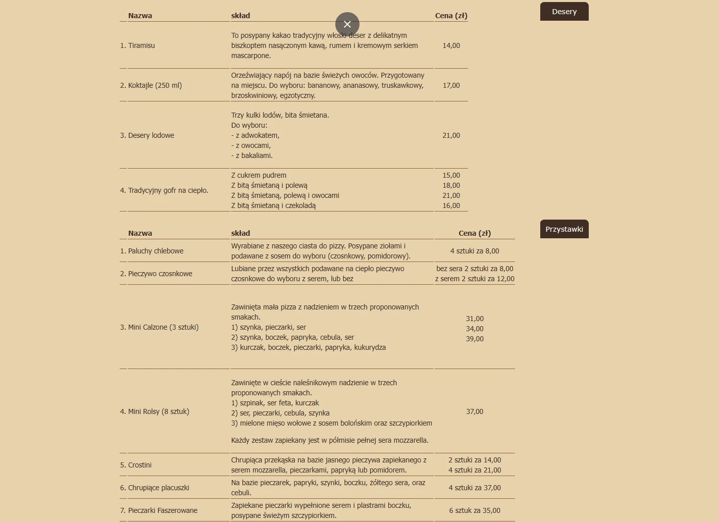 Menu strona 2