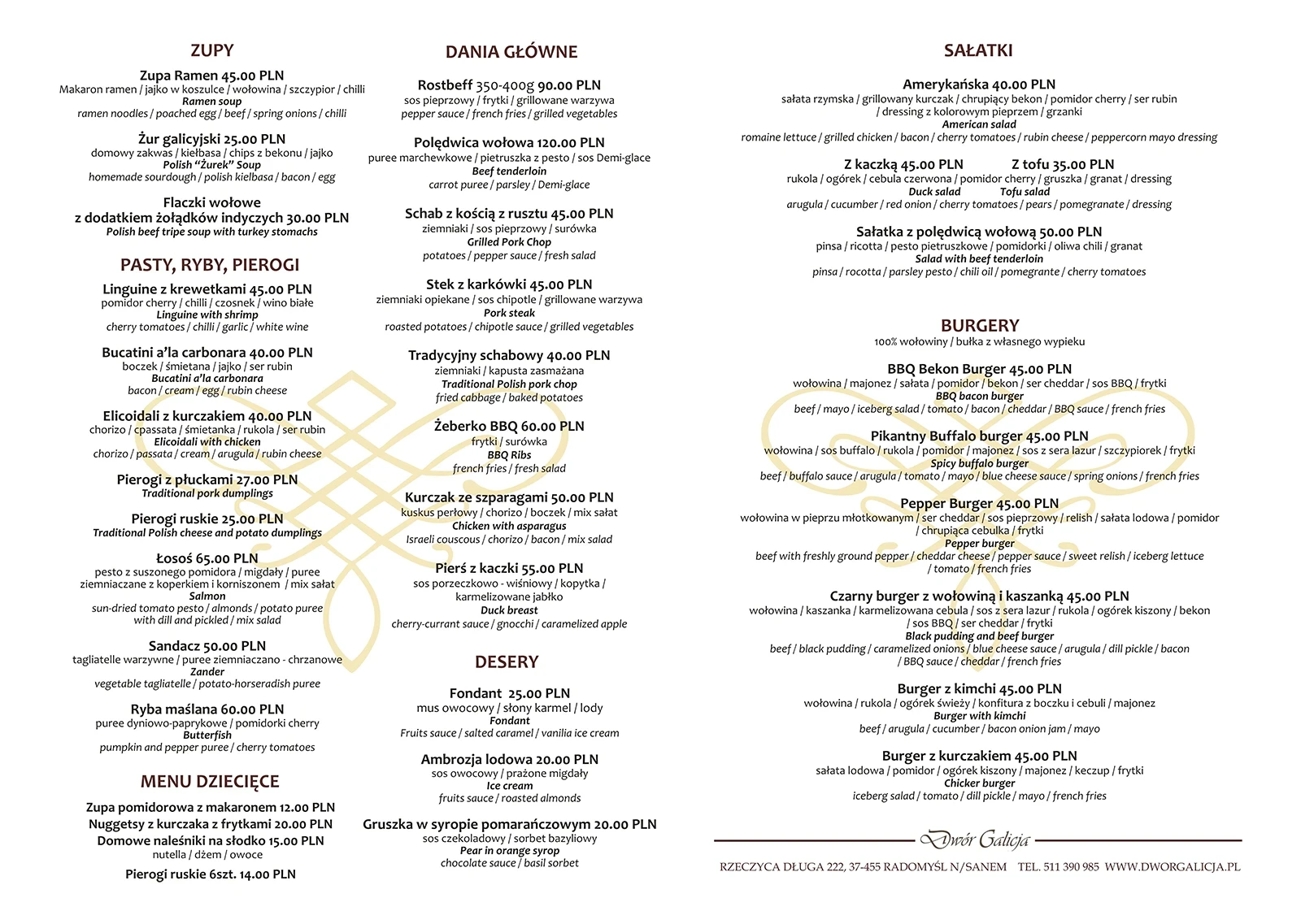 Menu strona 1