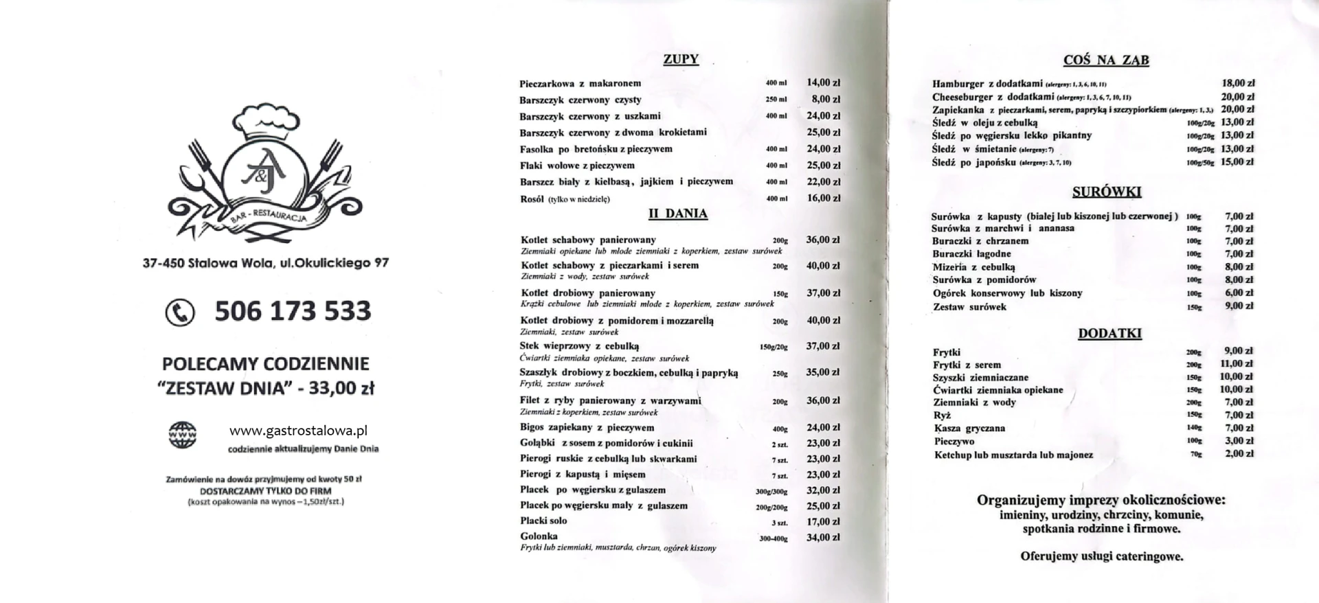 Menu strona 1